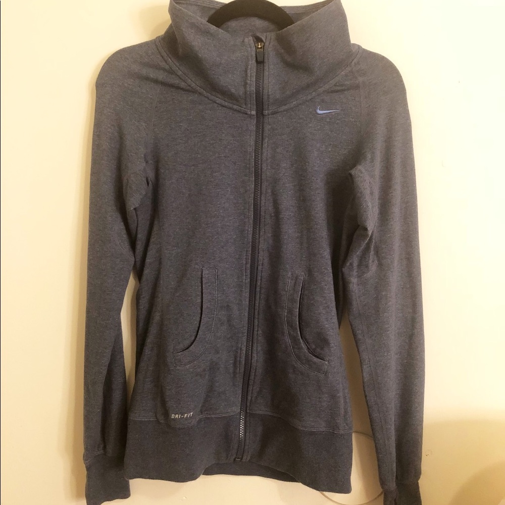 Dusky Blue Nike Dri-Fit Zip Up Hoodie